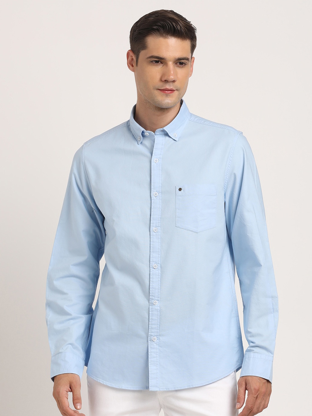 

Turtle Relaxed Slim Fit Cotton Opaque Casual Shirt, Blue