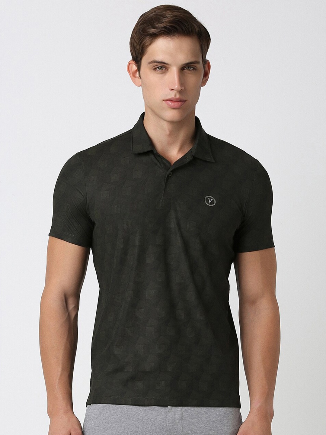 

Van Heusen Polo Collar Short Sleeves Regular Fit T-shirt, Olive