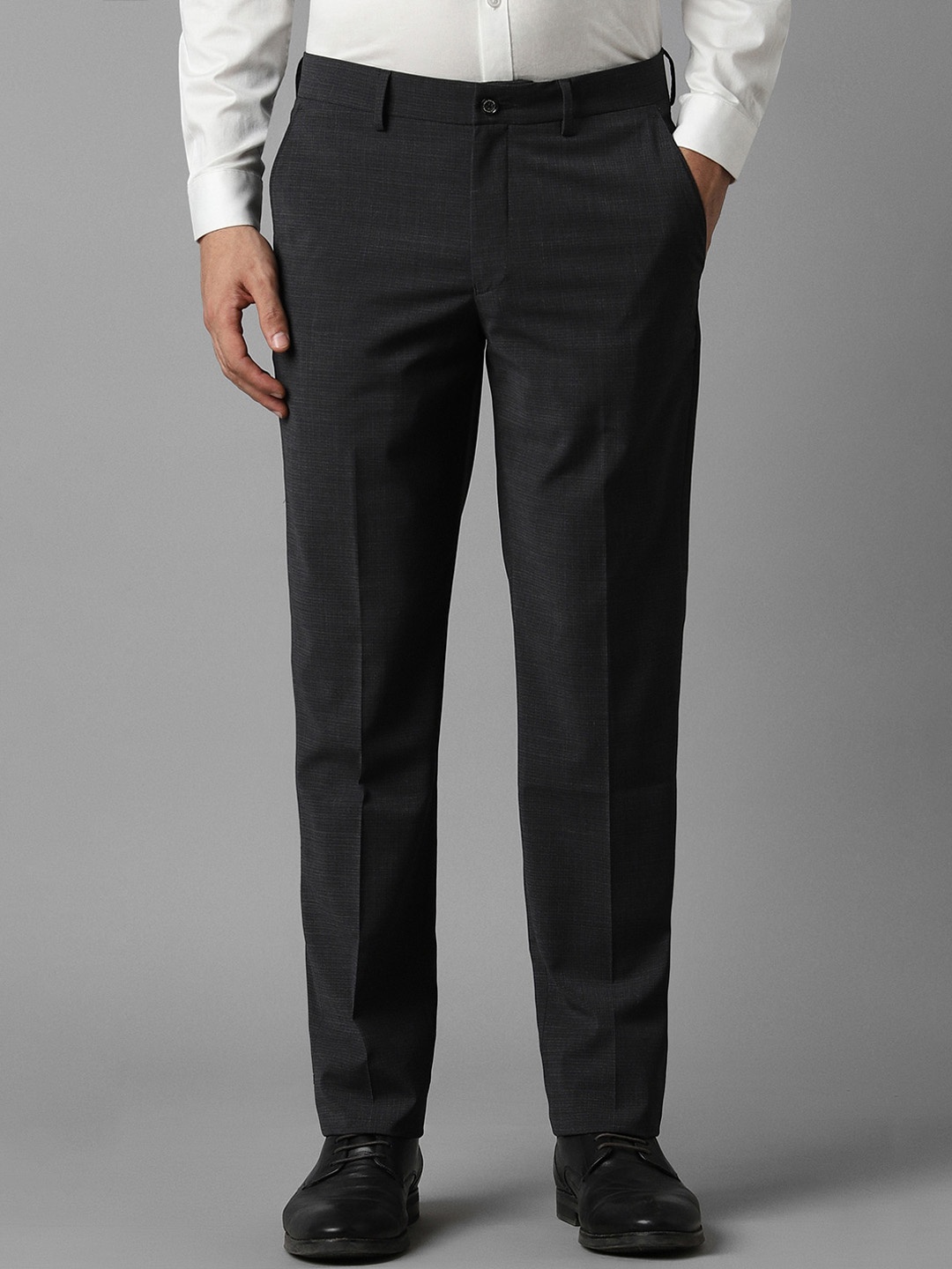 

Louis Philippe Men Slim Fit Mid-Rise Formal Trousers, Grey