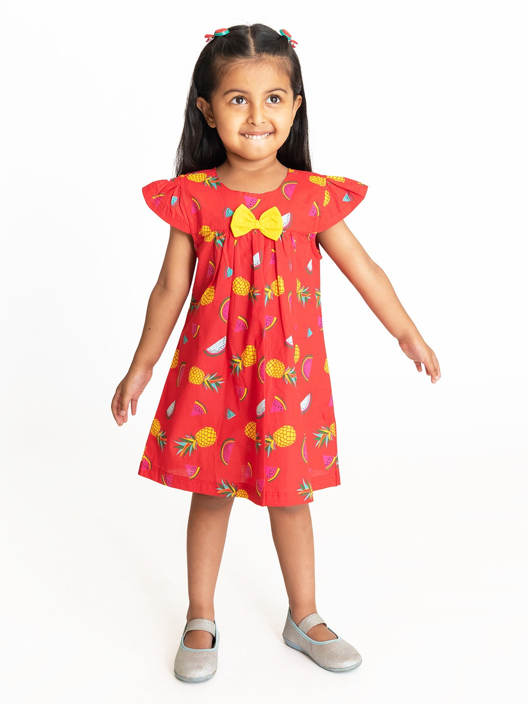 

Campana Girls Floral Printed Fit & Flare Dress, Red