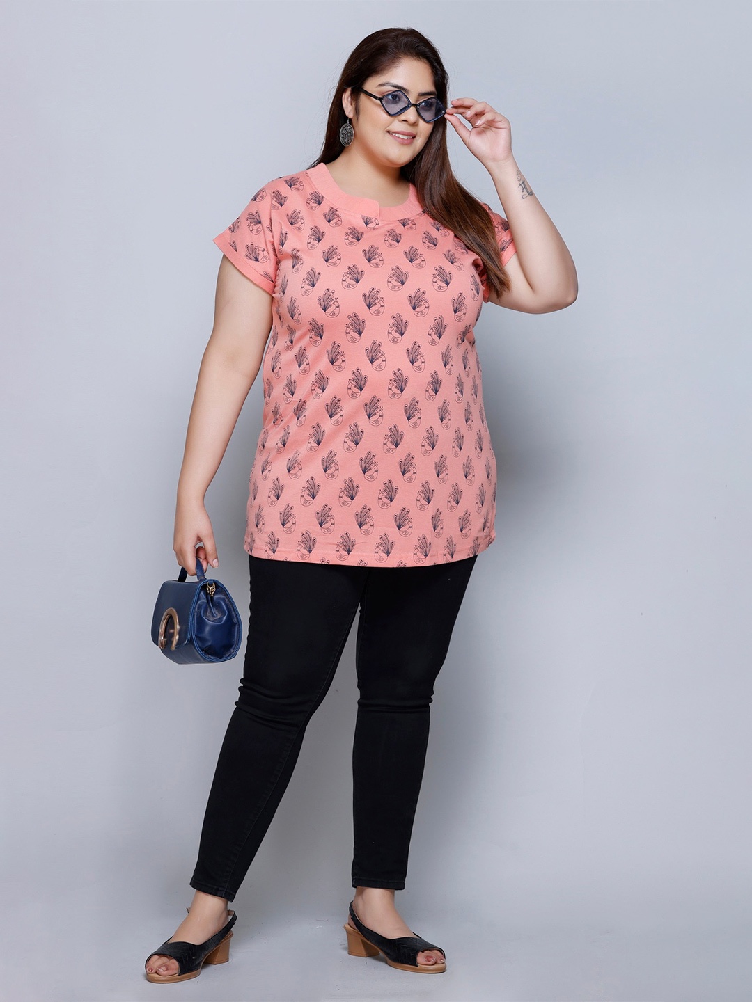 

IN Love Round Neck Graphic Printed Pure Cotton Oversized T-shirt, Peach