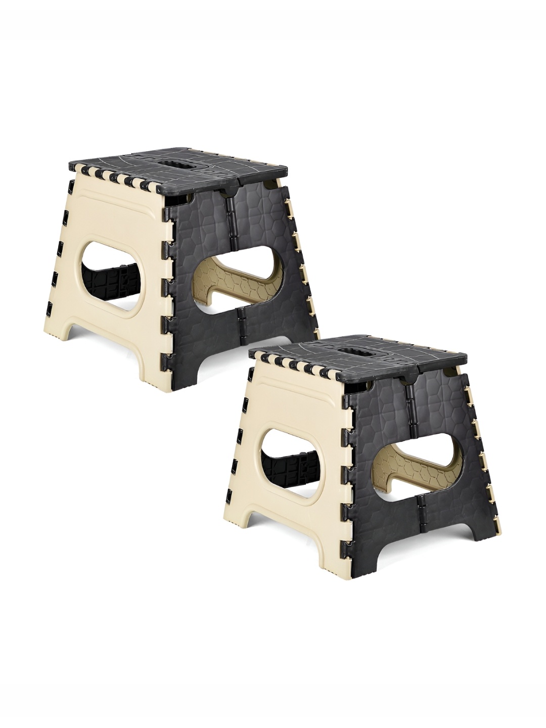 

Kuber Industries Cream-Coloured & Black 2 pieceS Collapsible Stool Outdoor