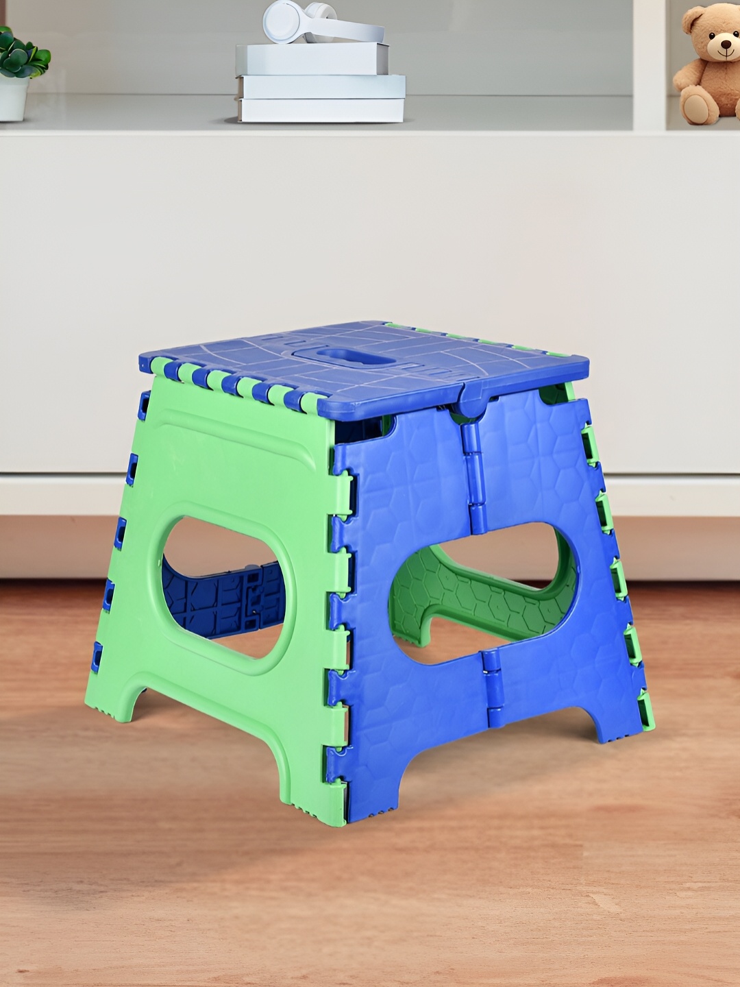 

Kuber Industries Green & Blue Collapsible Stool Outdoor