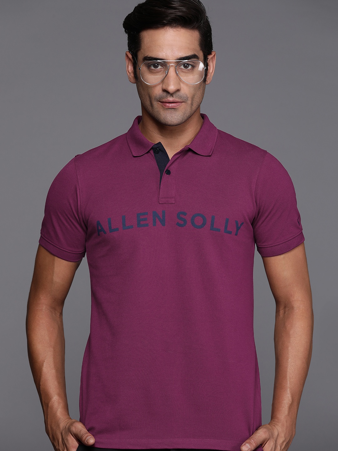 

Allen Solly Brand Logo Print Polo Collar T-shirt, Magenta