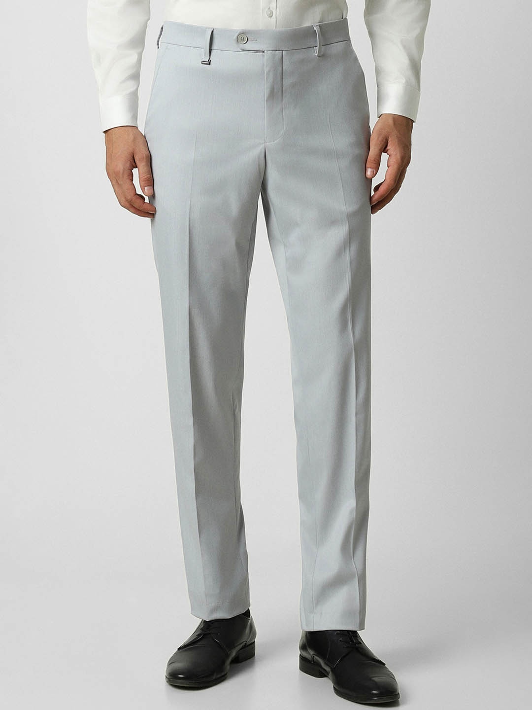 

Van Heusen Men Slim Fit Mid Rise Formal Trousers, Grey