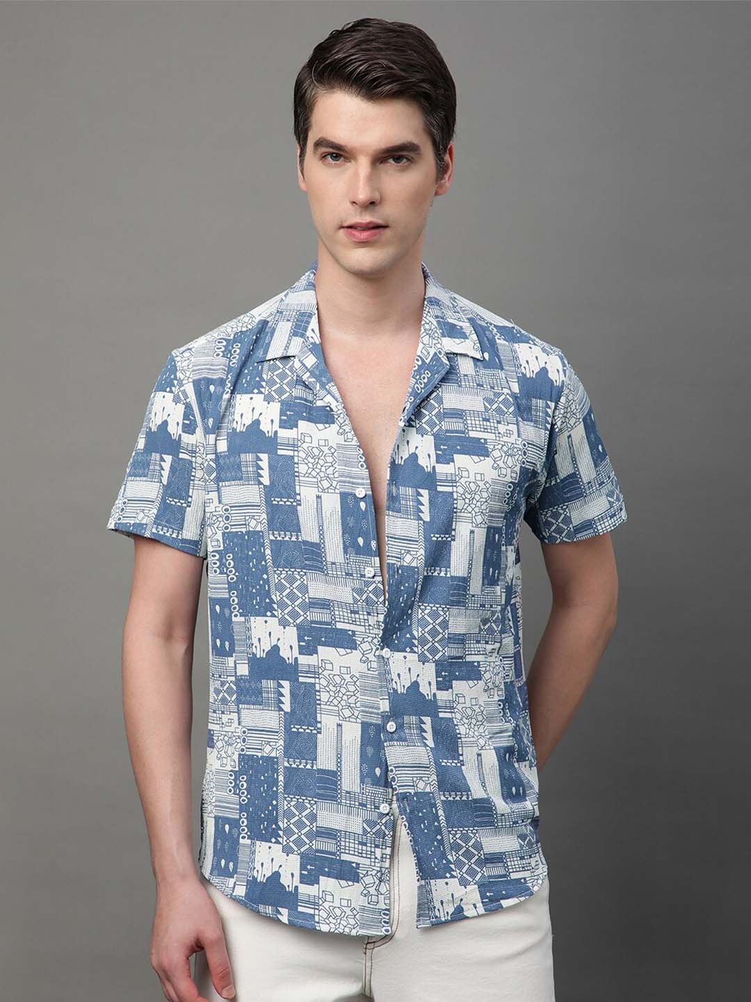 

Voroxy Smart Geometric Printed Casual Shirt, Blue