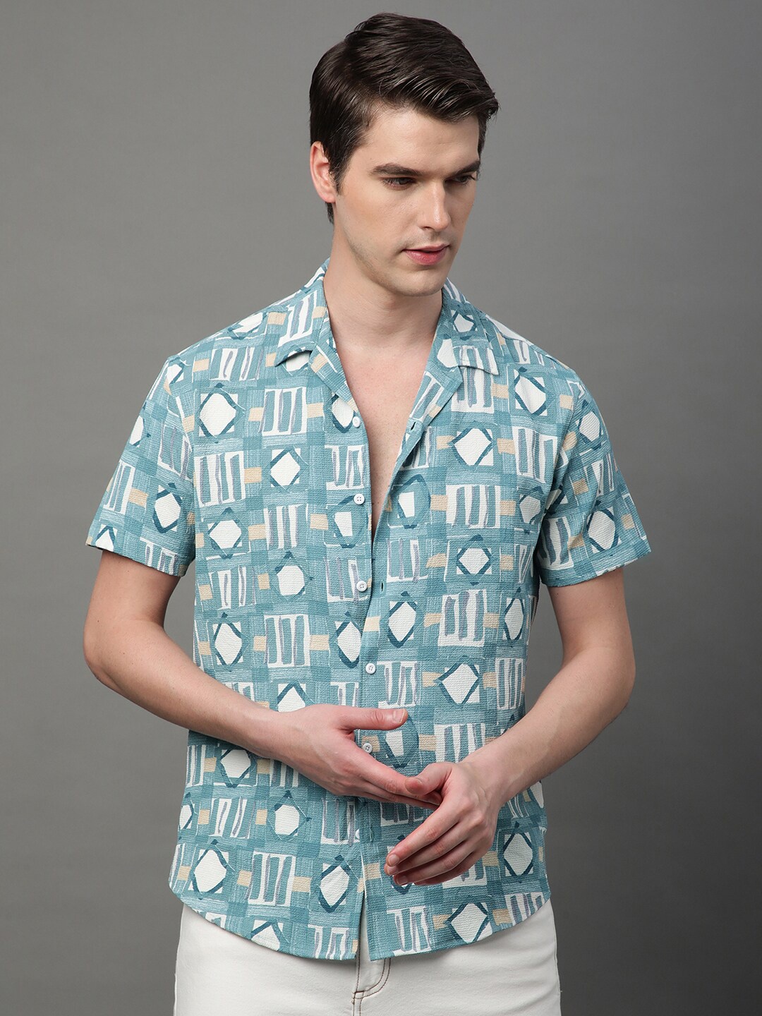 

Voroxy Smart Conversational Printed Casual Shirt, Sea green