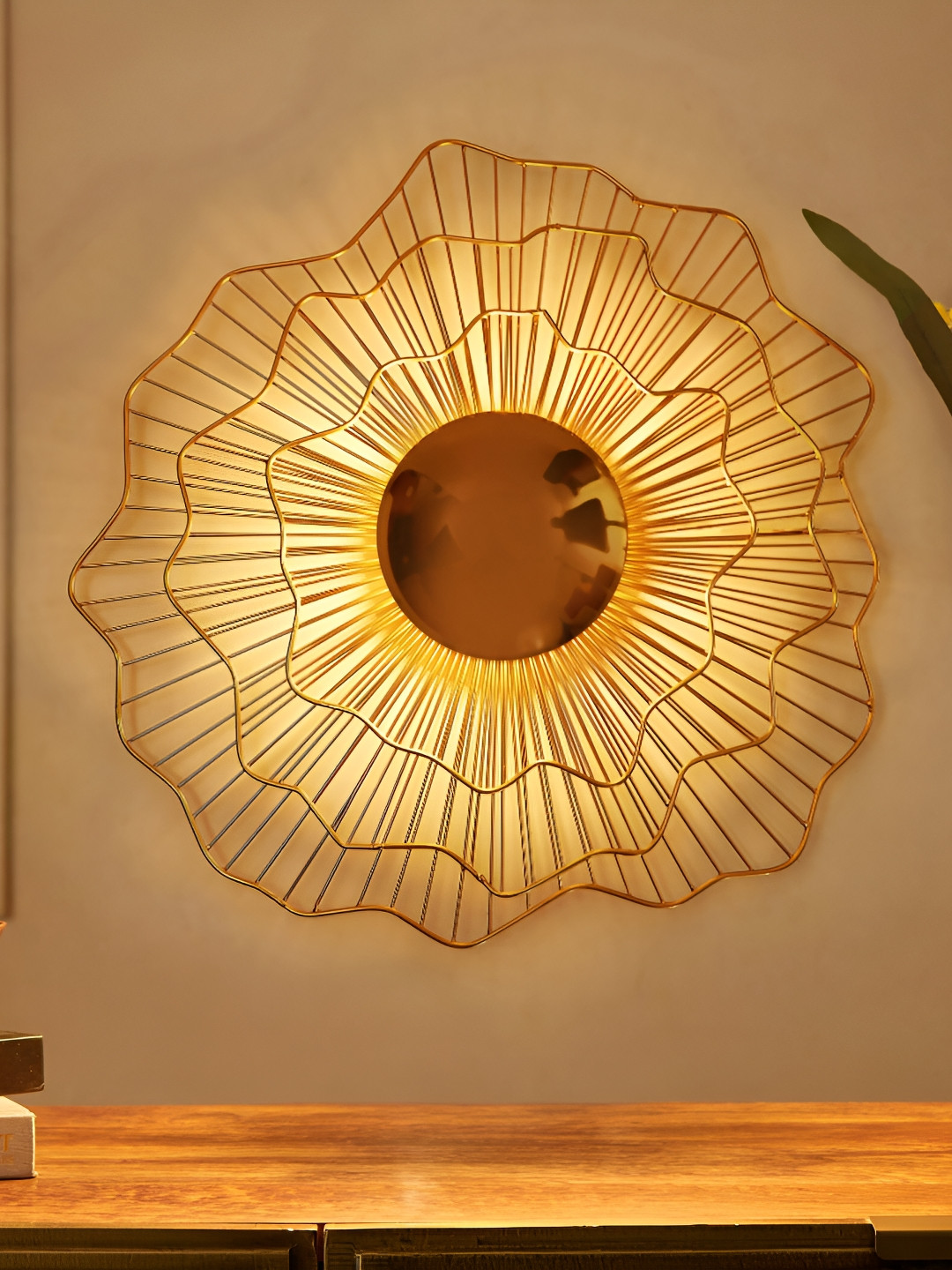 

Home Centre Corsica Metal Wall Art with Light, Gold