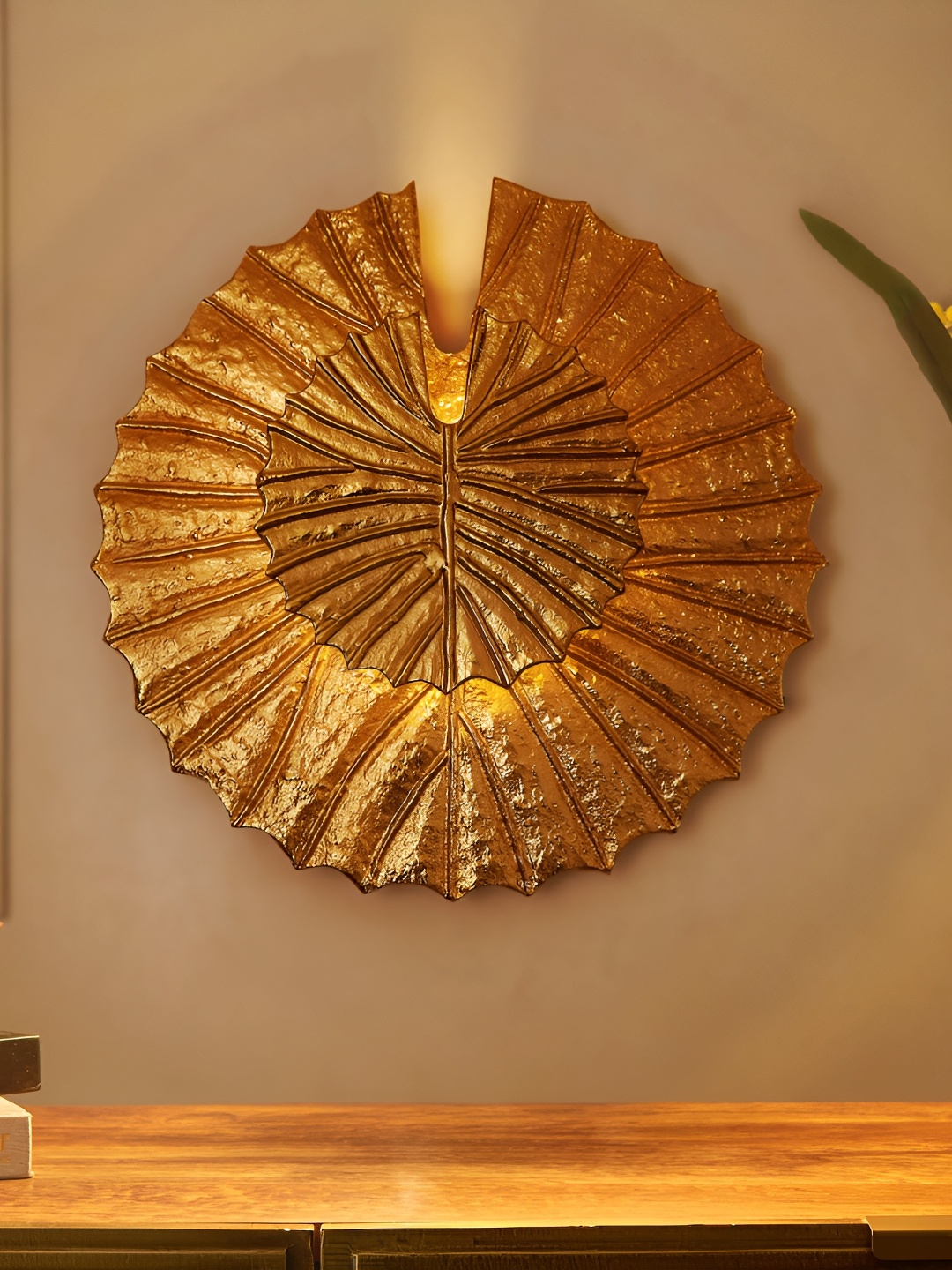 

Home Centre Corsica Textured Metal Wall Decor With LED Light, Gold