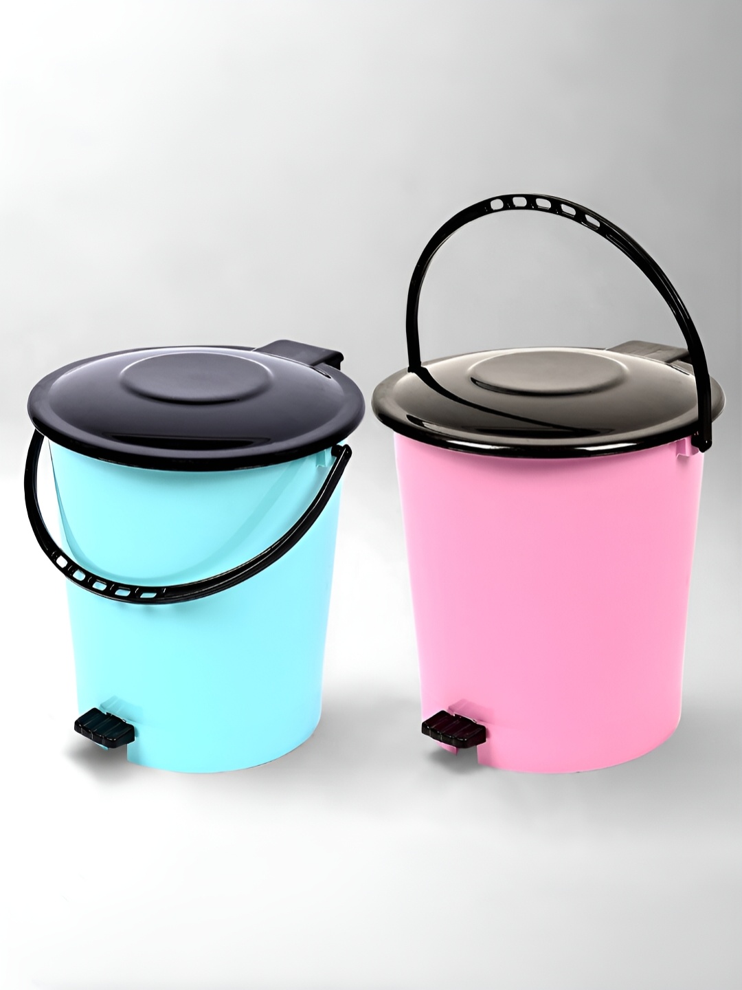 

Kuber Industries Green & Pink 2 Pieces Pedal Dust Bins 10 L