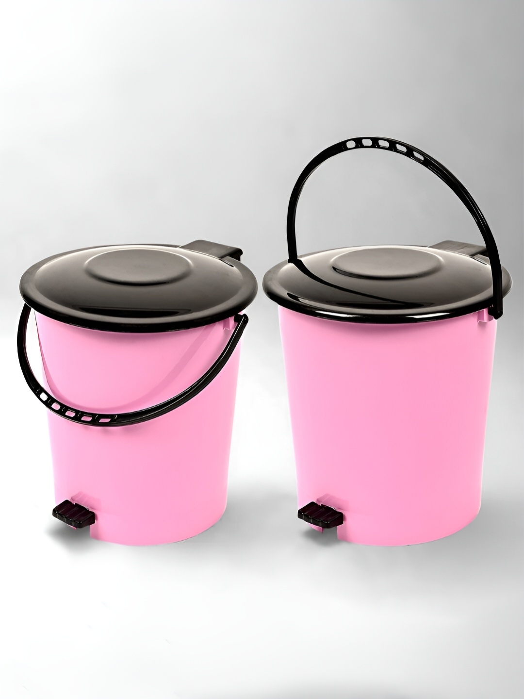 

Kuber Industries Pink & Black 2 Pieces Pedal Dust Bins 10 L