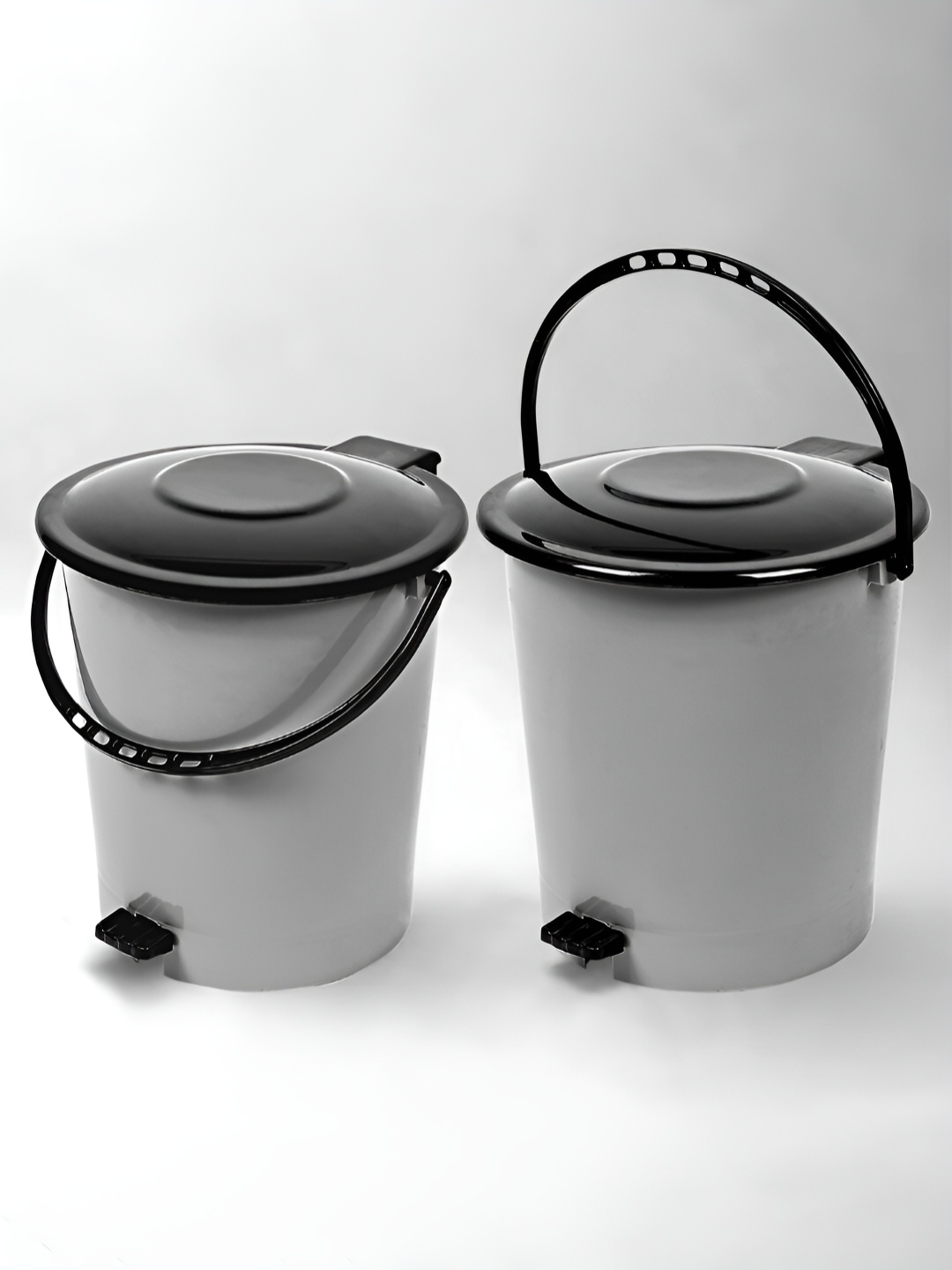 

Kuber Industries Grey & Black 2 Pieces Pedal Dust Bins 10 L