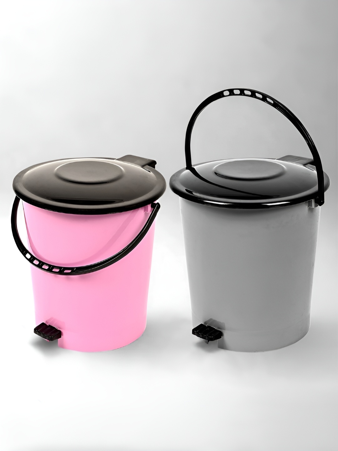 

Kuber Industries Grey & Pink 2 Pieces Pedal Dust Bins 10 L