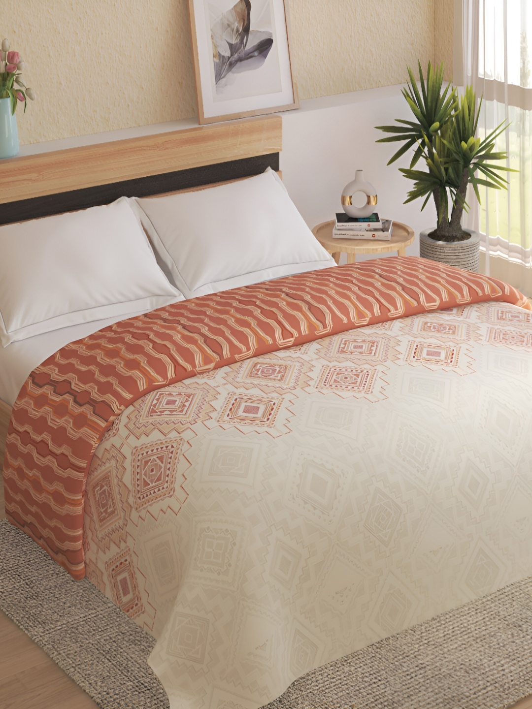 

Home Centre Restful Reflections Brown Ethnic Motifs Cotton 120 GSM Double Bed Comforter