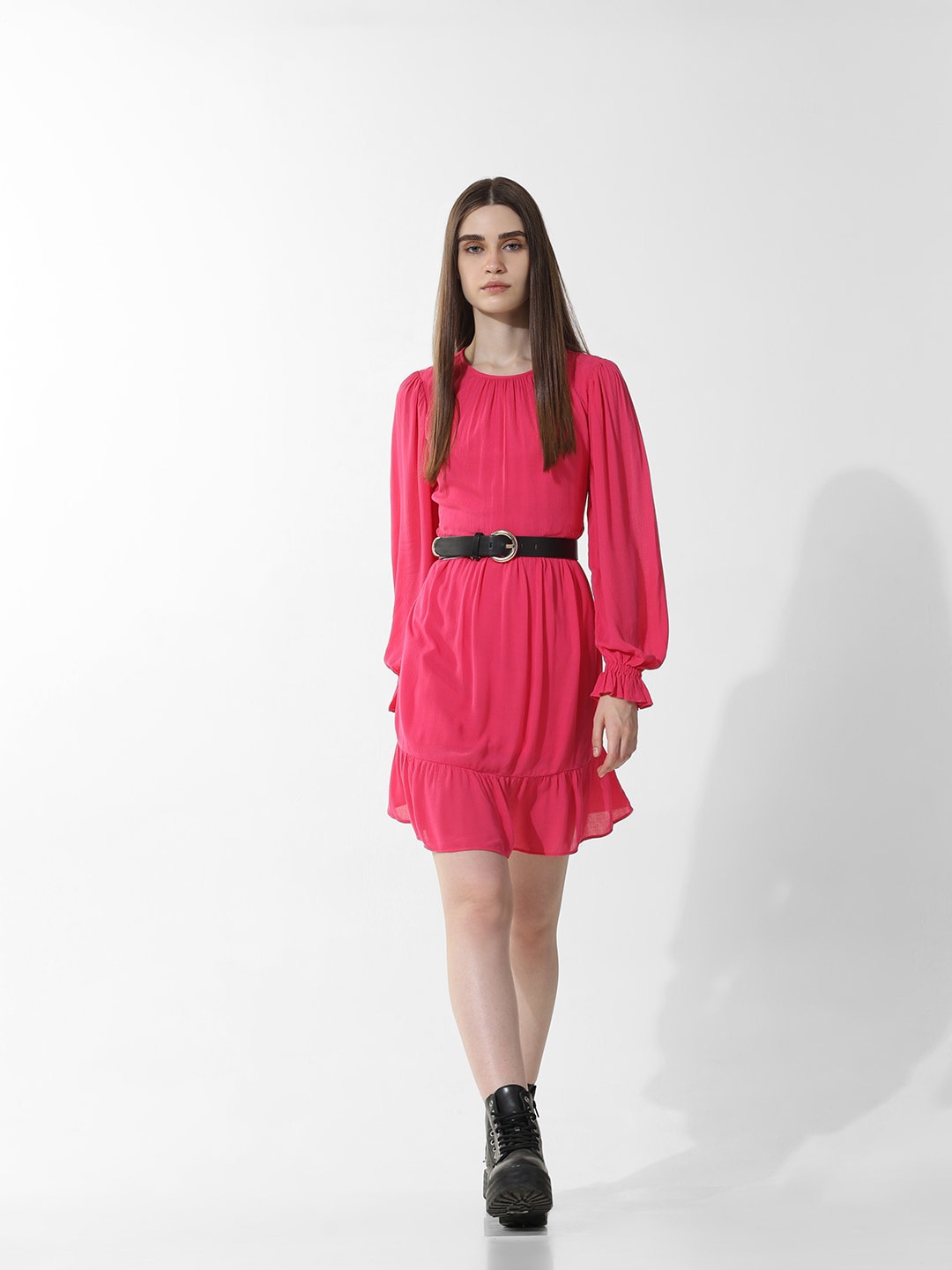 

ONLY Onlpenny Puff Sleeve Fit & Flare Dress, Pink