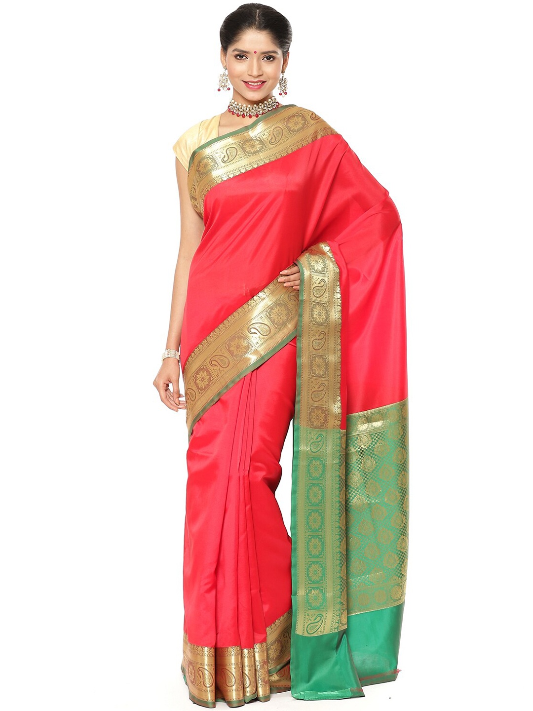 

Humairah Woven Design Zari Banarasi Saree, Red