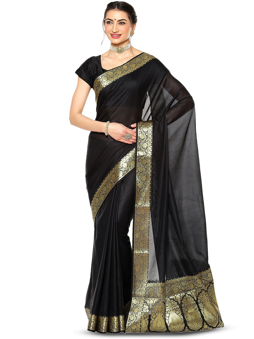 

Humairah Woven Design Zari Banarasi Saree, Black