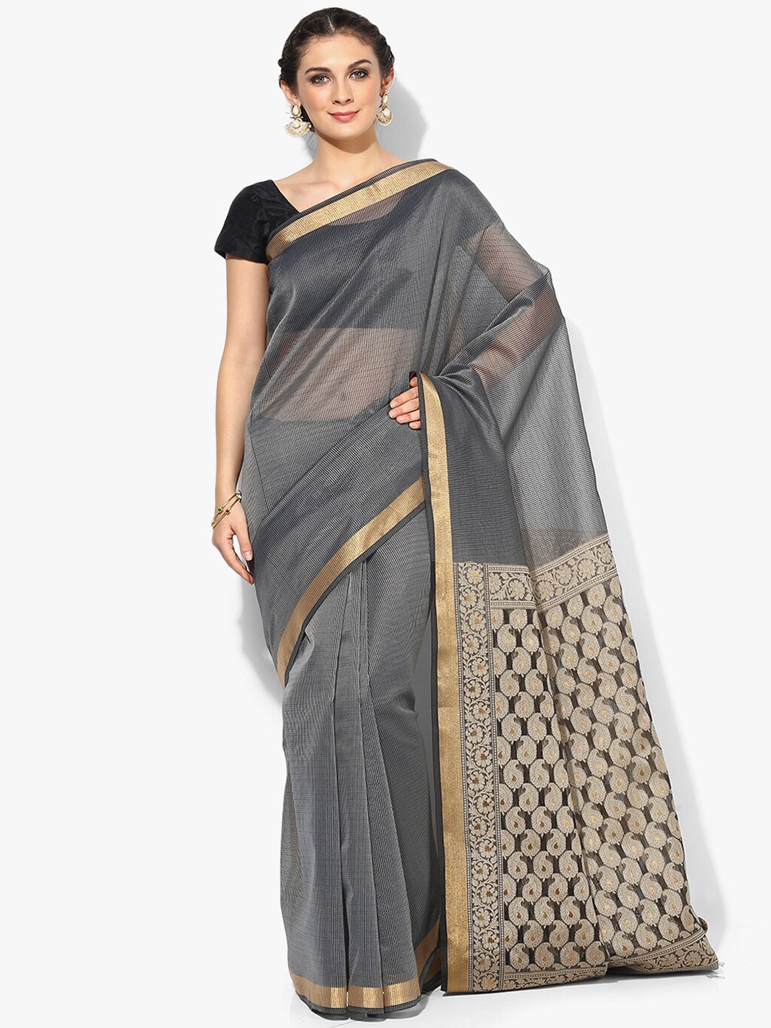 

Humairah Woven Design Banarasi Zari Saree, Grey