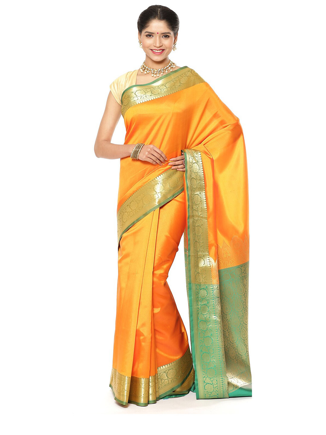 

Humairah Woven Design Zari Banarasi Saree, Mustard