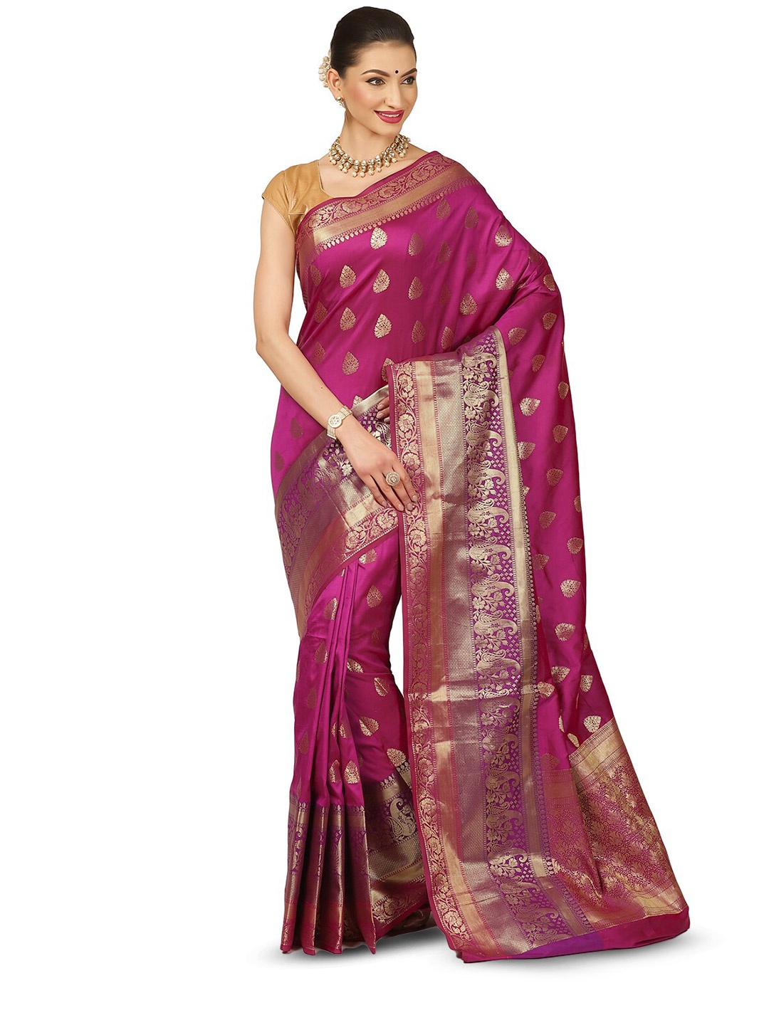 

Humairah Ethnic Motifs Woven Design Zari Banarasi Saree, Purple