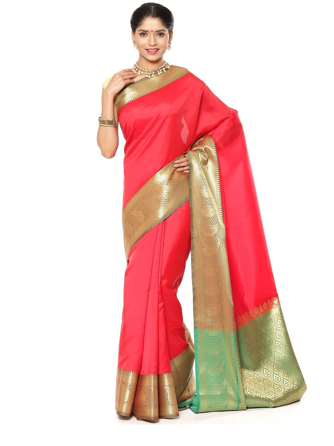 

Humairah Woven Design Zari Banarasi Saree, Red