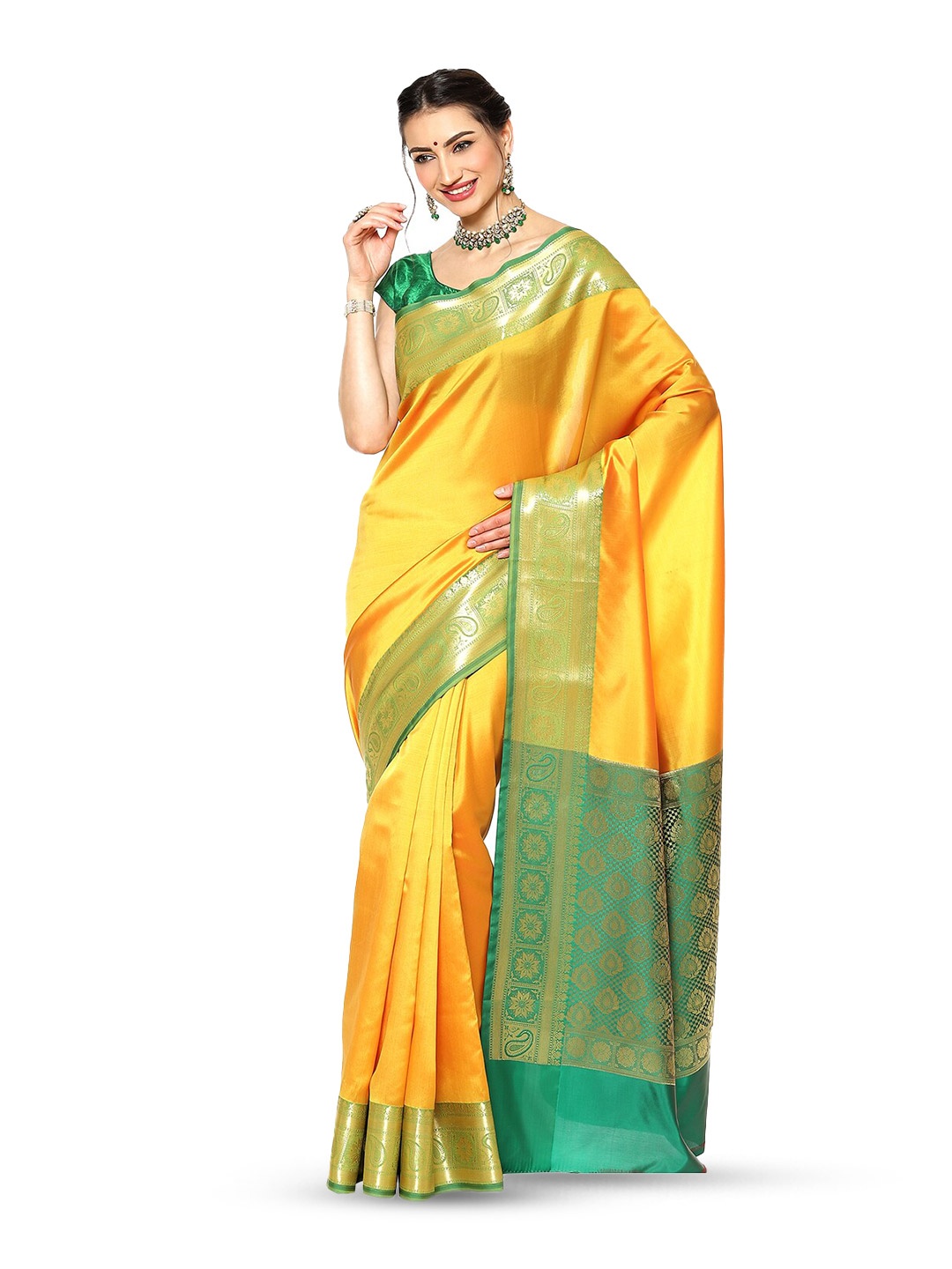 

Humairah Woven Design Zari Banarasi Saree, Gold