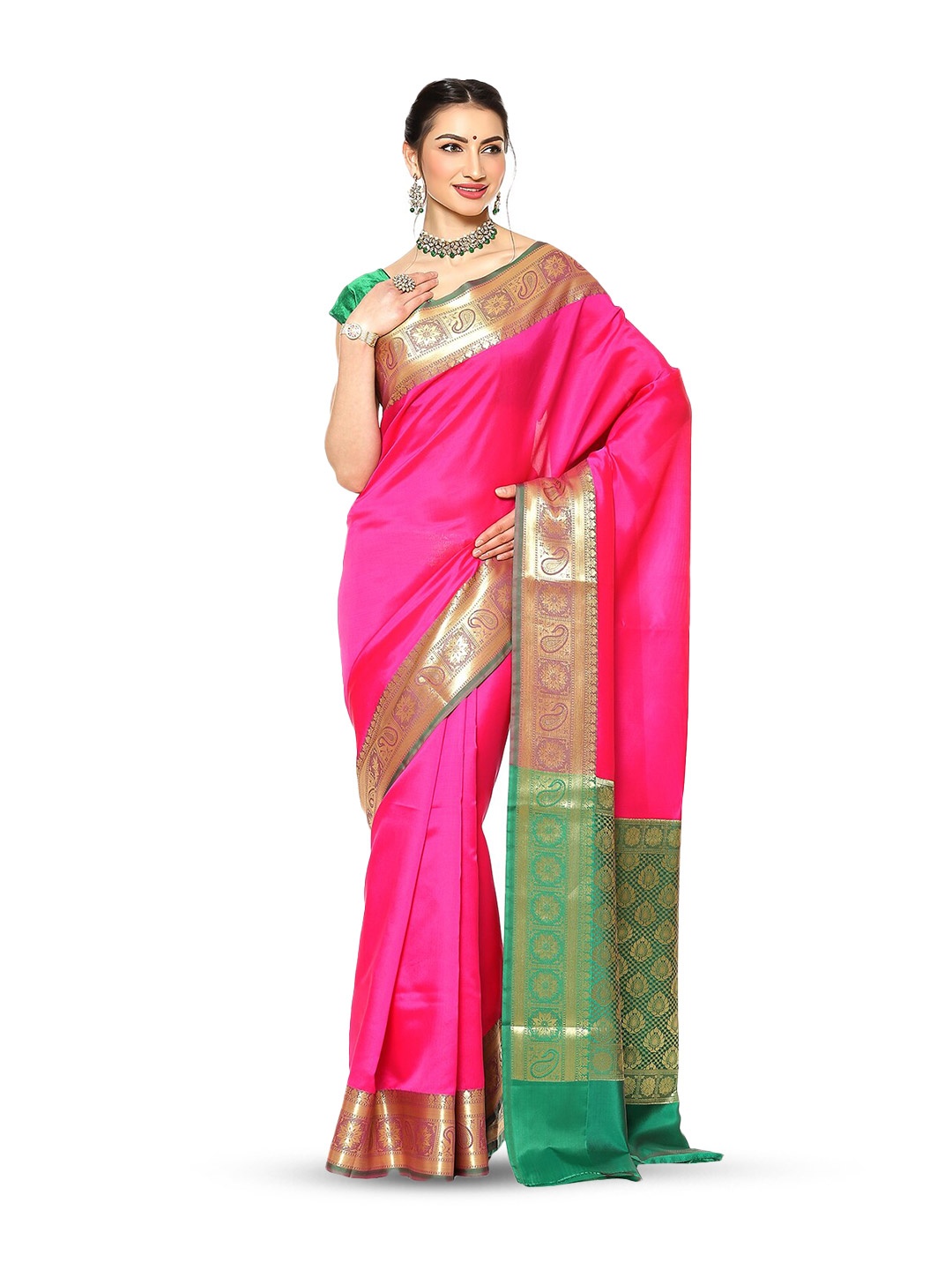 

Humairah Woven Design Zari Banarasi Saree, Pink