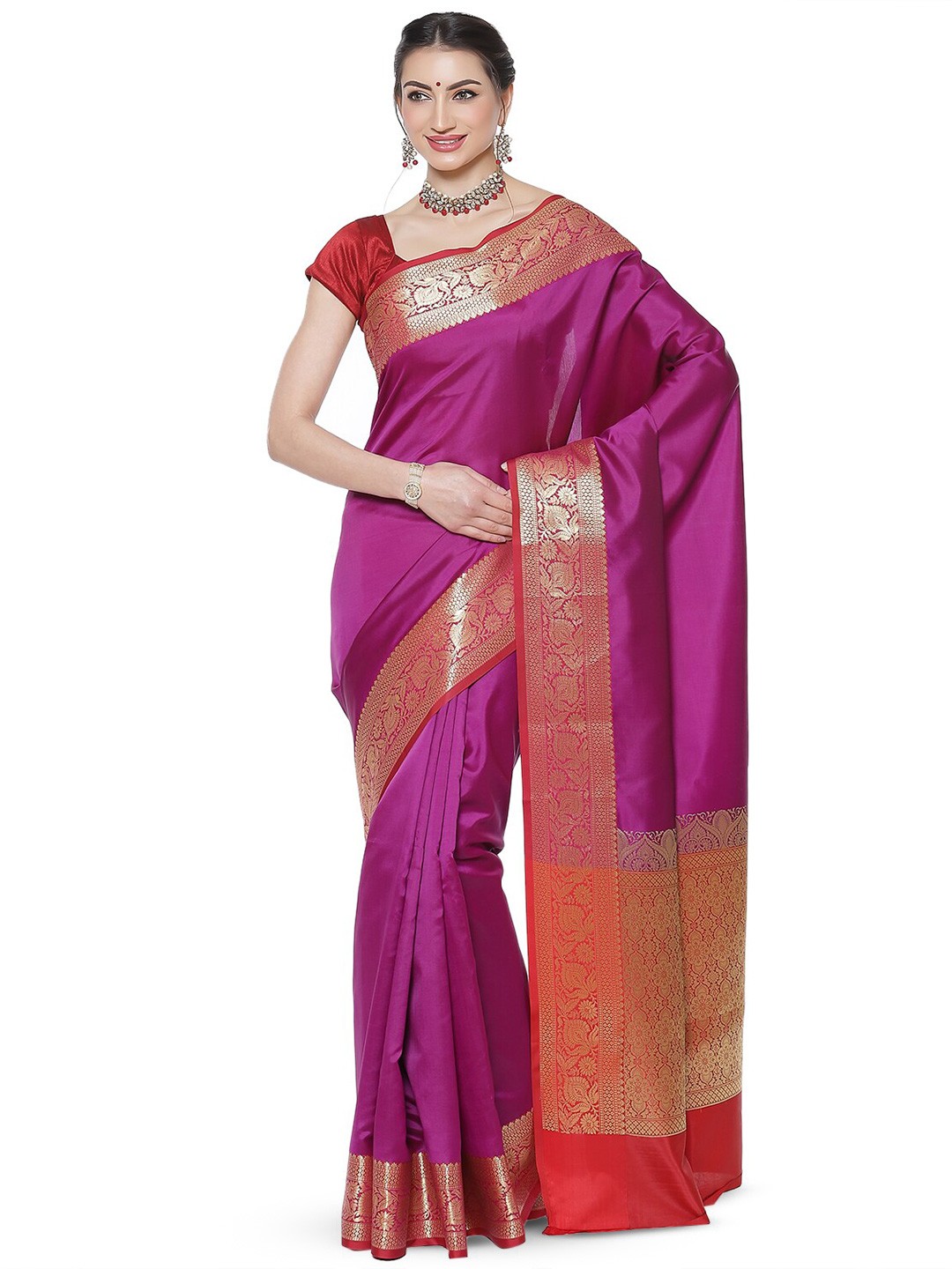 

Humairah Woven Design Zari Banarasi Saree, Pink