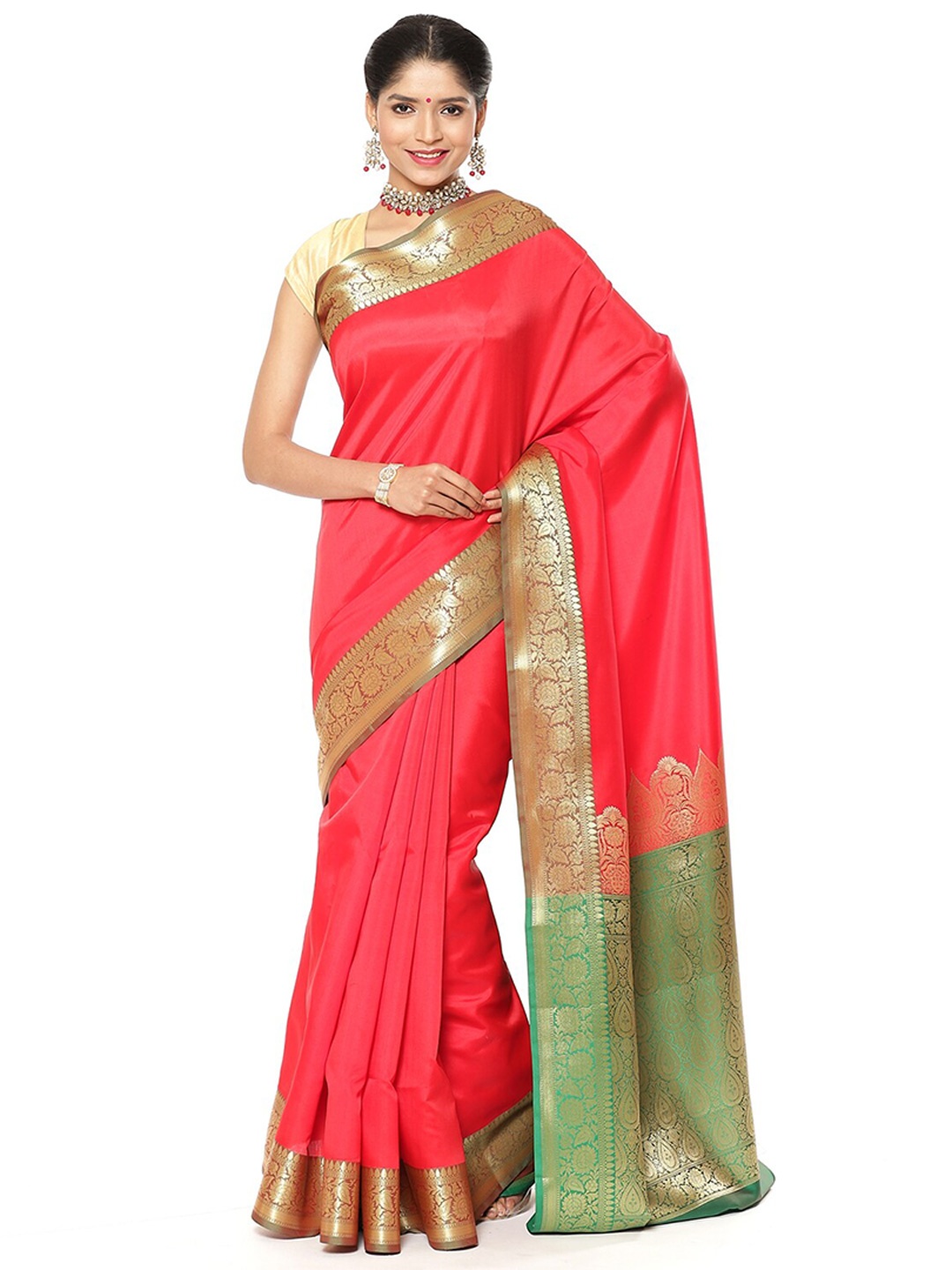 

Humairah Woven Design Zari Banarasi Saree, Red