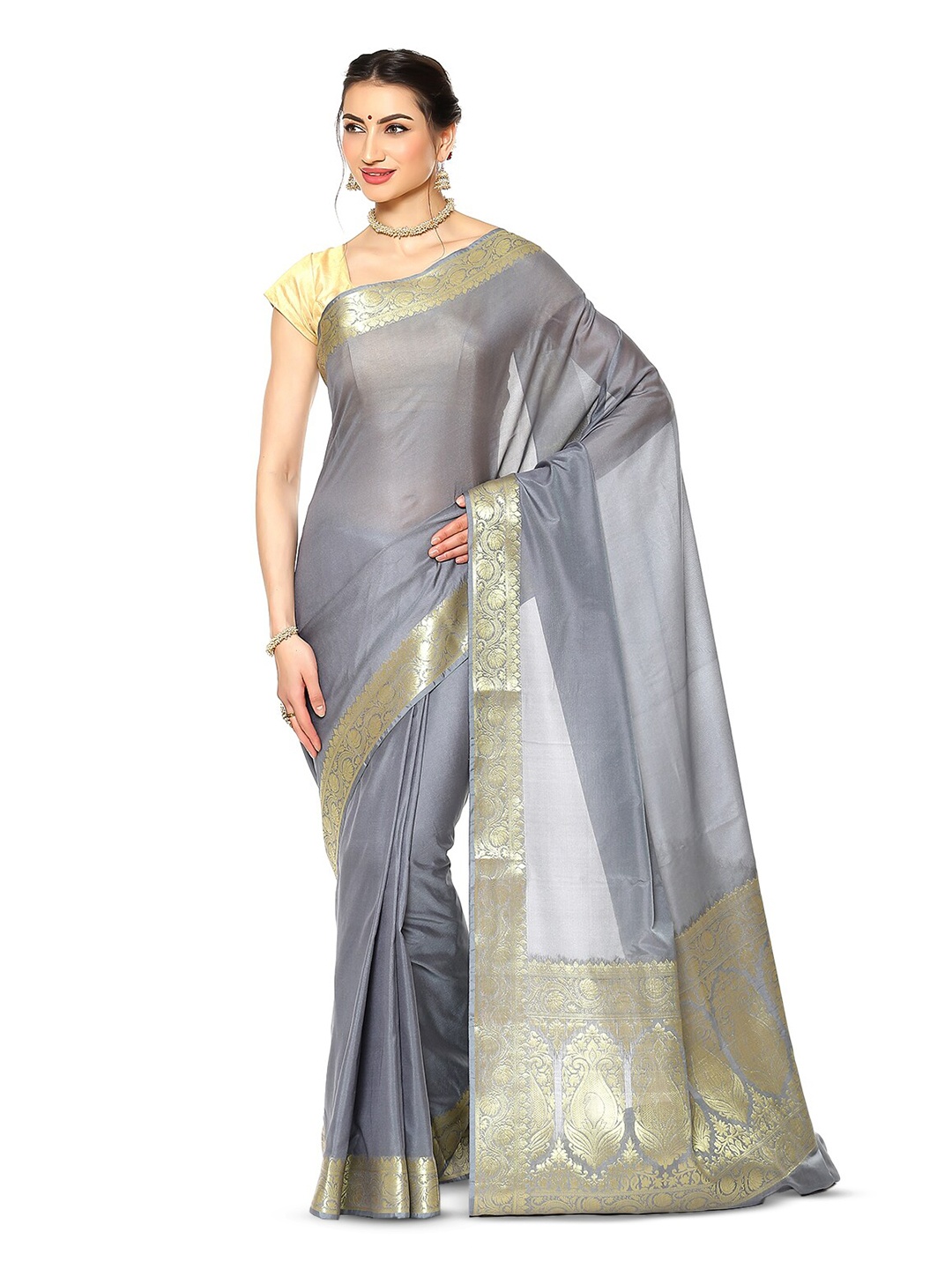 

Humairah Woven Design Zari Banarasi Saree, Grey