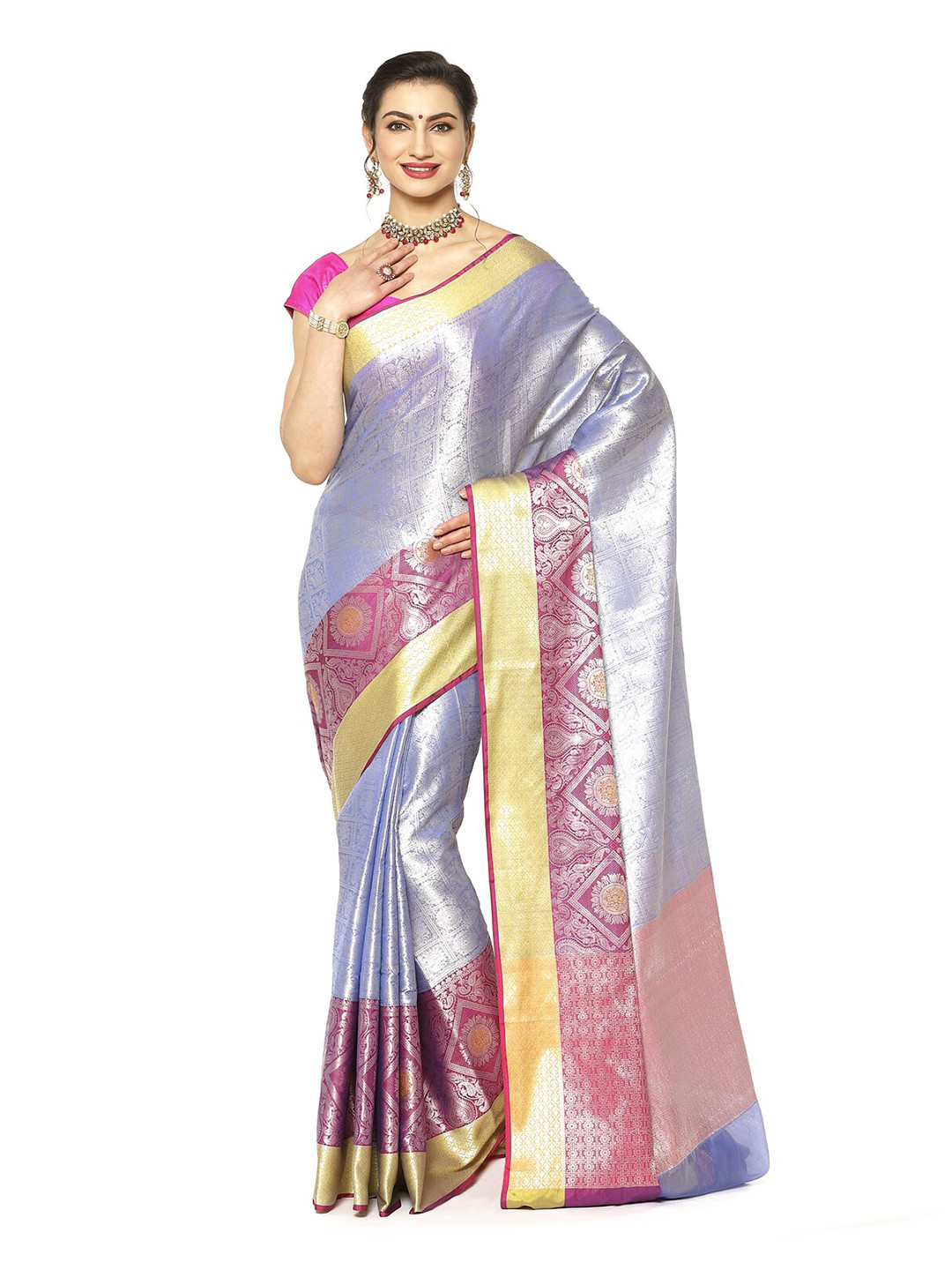 

Humairah Woven Design Zari Kanjeevaram Saree, Blue