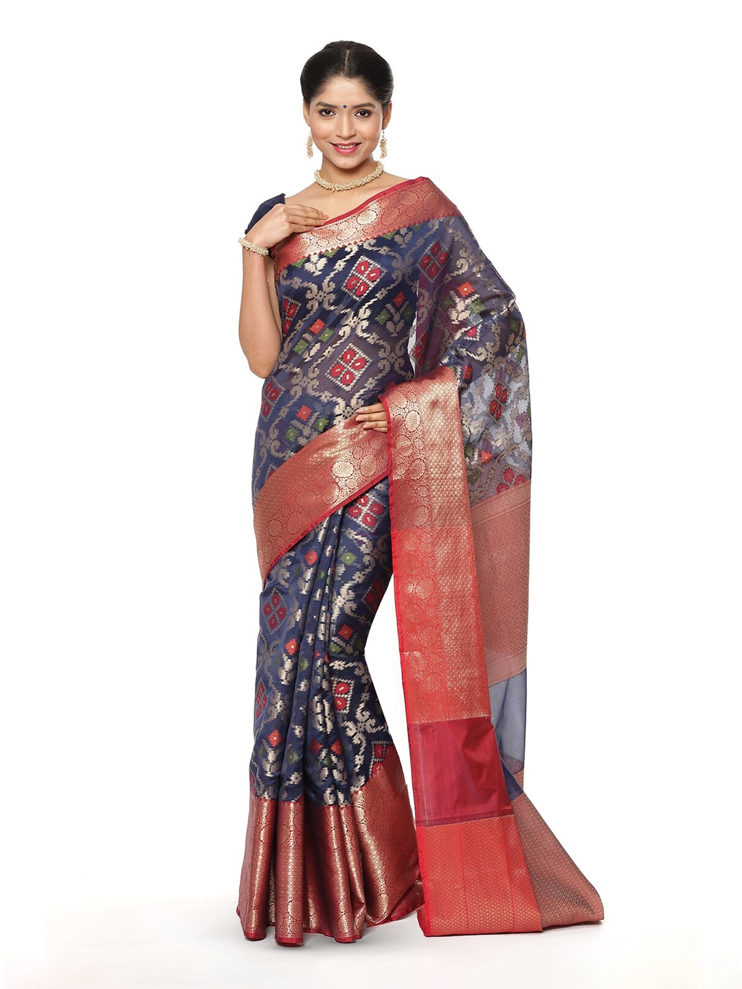 

Humairah Woven Design Kanjeevaram Zari Saree, Navy blue