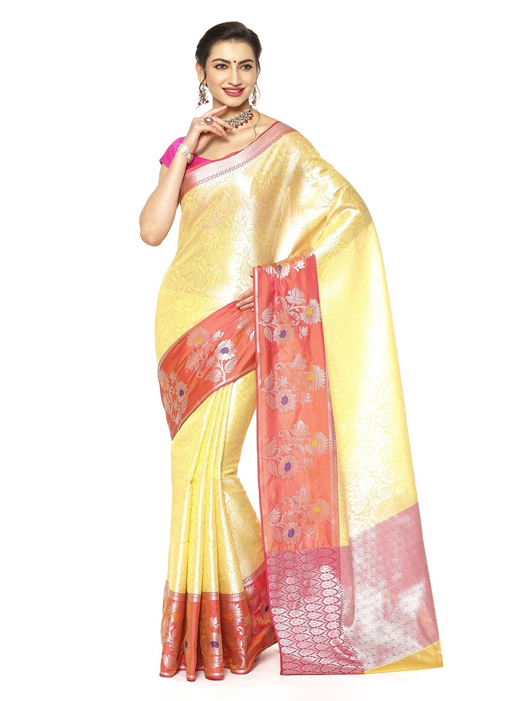 

Humairah Woven Design Zari Kanjeevaram Saree, Gold