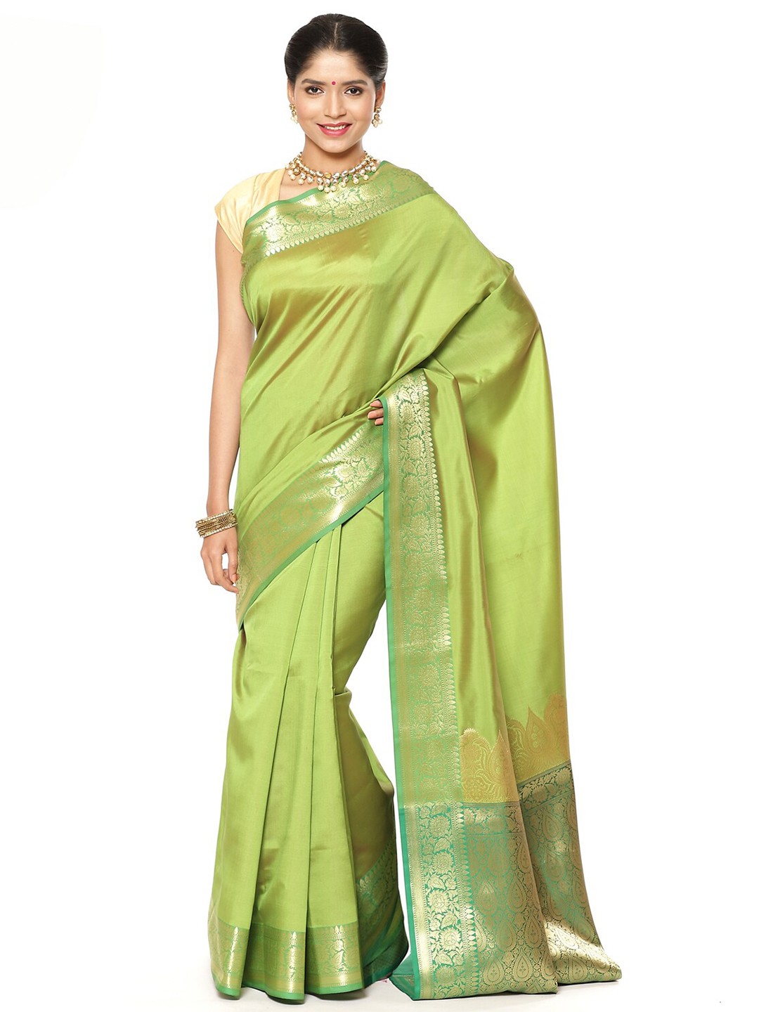 

Humairah Woven Design Zari Banarasi Saree, Green