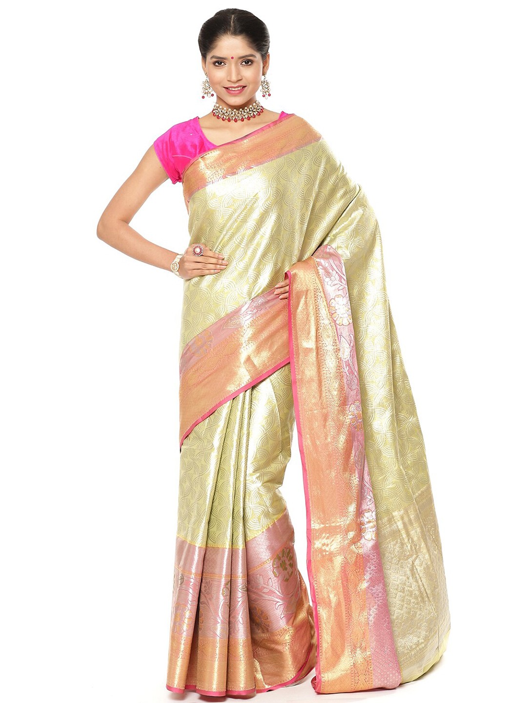 

Humairah Floral Woven Design Zari Art Silk Jamdani Saree, Beige