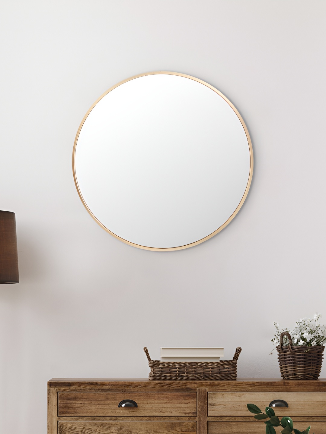 

Home Centre Reflection Metal Framed Round Wall Mirror, Gold