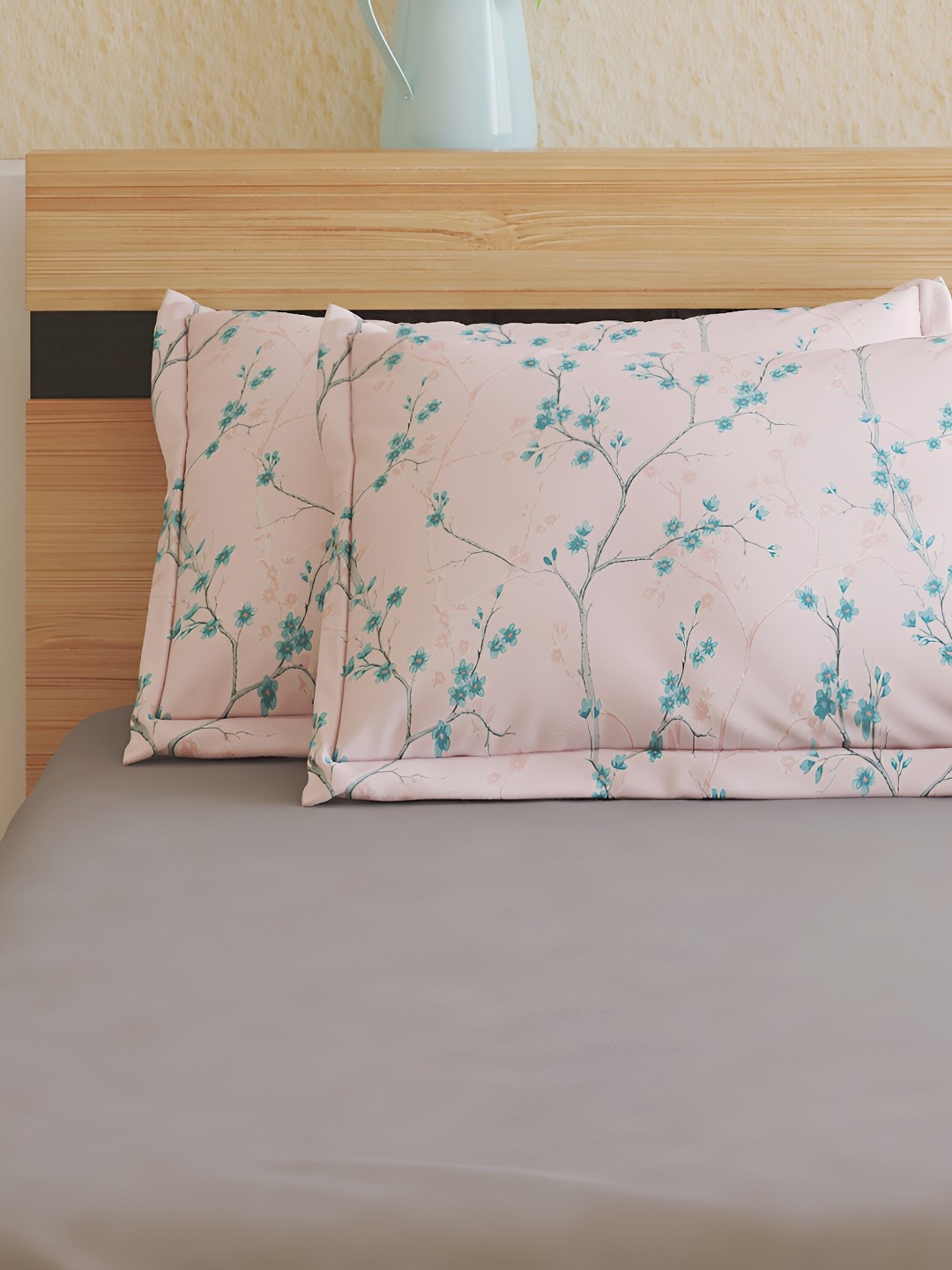 

Home Centre Senorita Freida Pink 2 Pieces Self Design Pure Cotton Rectangle Pillow Covers