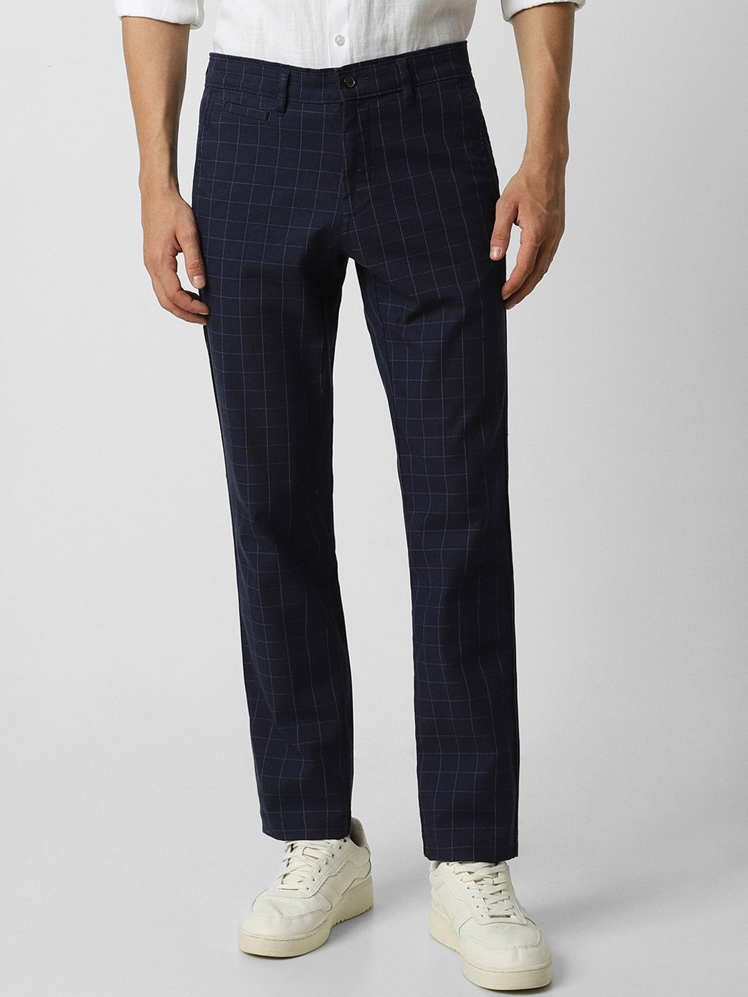 

Van Heusen Sport Men Striped Slim Fit Cotton Regular Trousers, Navy blue