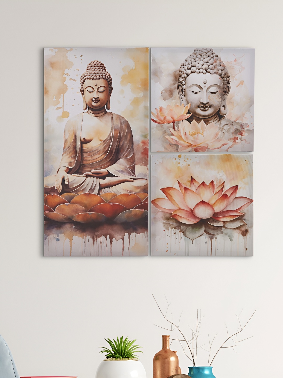 

Home Centre Corsica Brezza 3 Pieces Wooden Buddha Wall Photo Frames, Brown