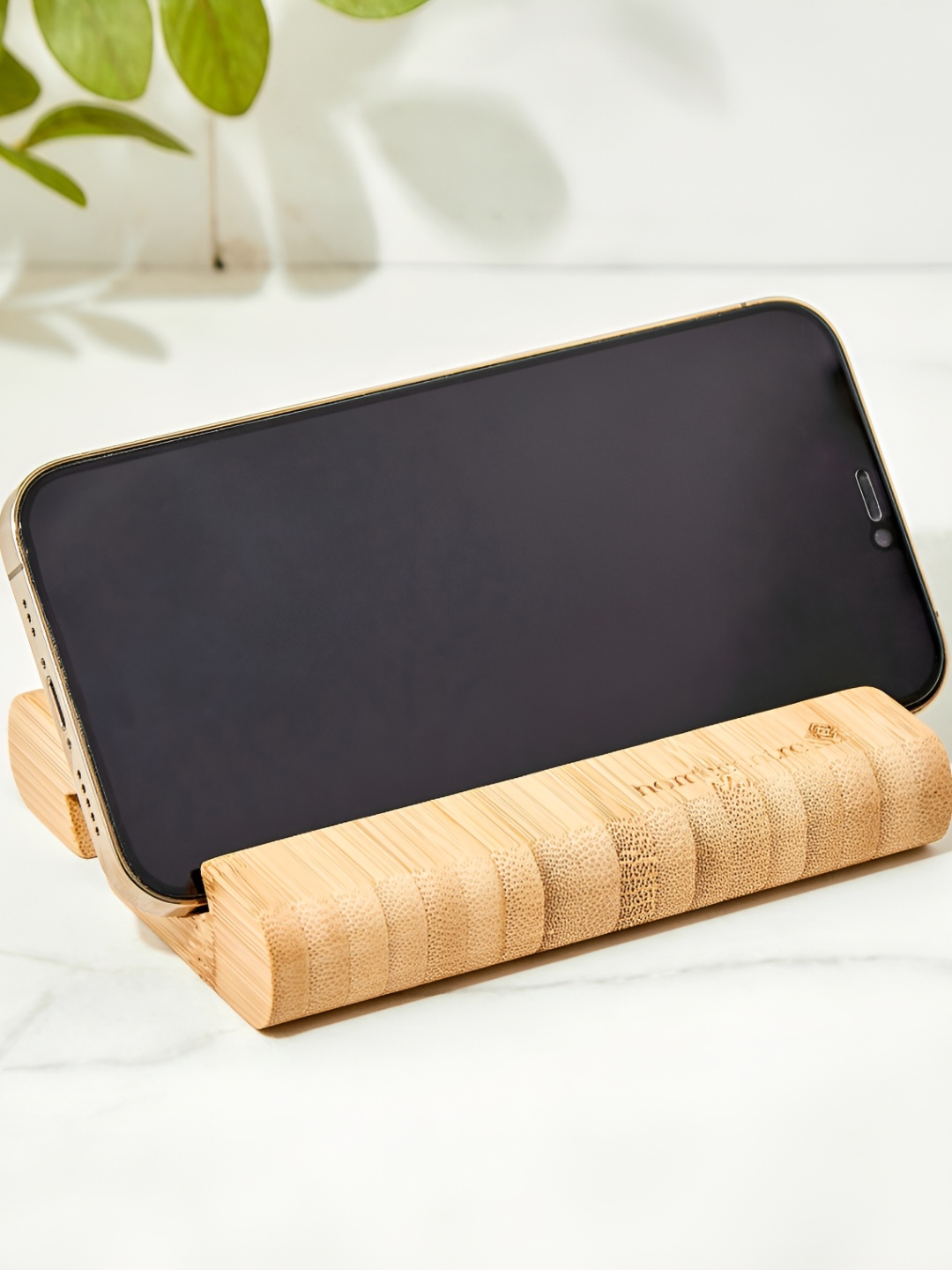 

Home Centre Brown Bamboo Mobile and Tab Holder Desk Organiser