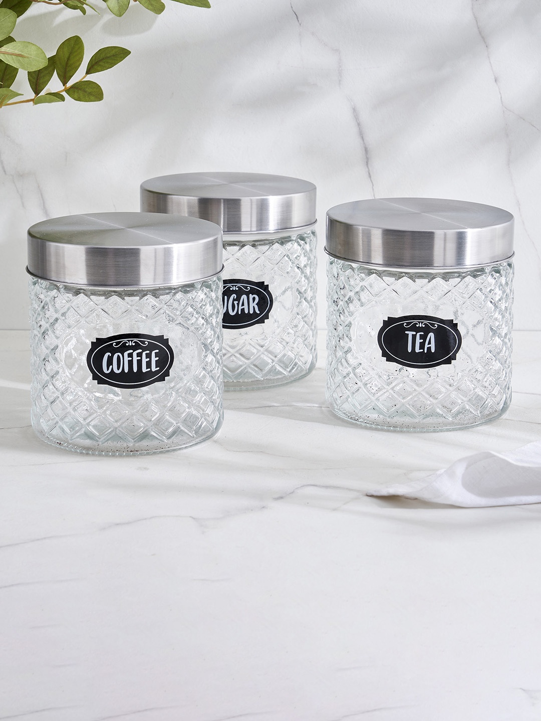 

Home Centre Set Of 3 Glass Containers - 700 ml, Transparent