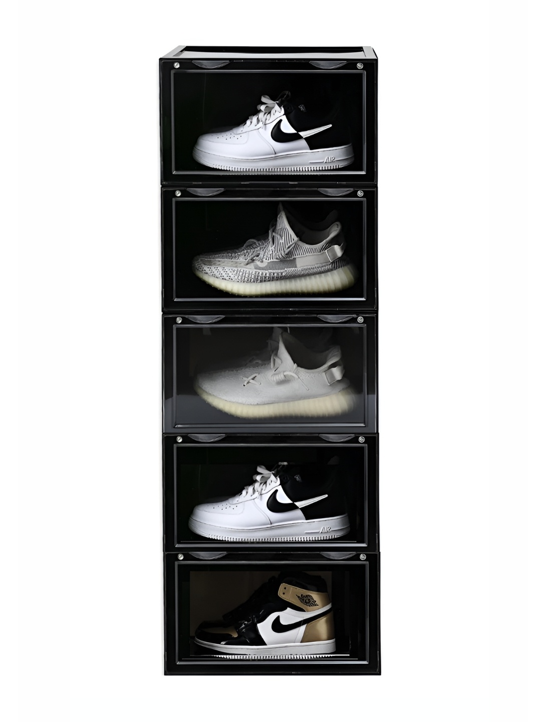 

KriShyam Set of 5 Black Stackable Shoe Box Organizers