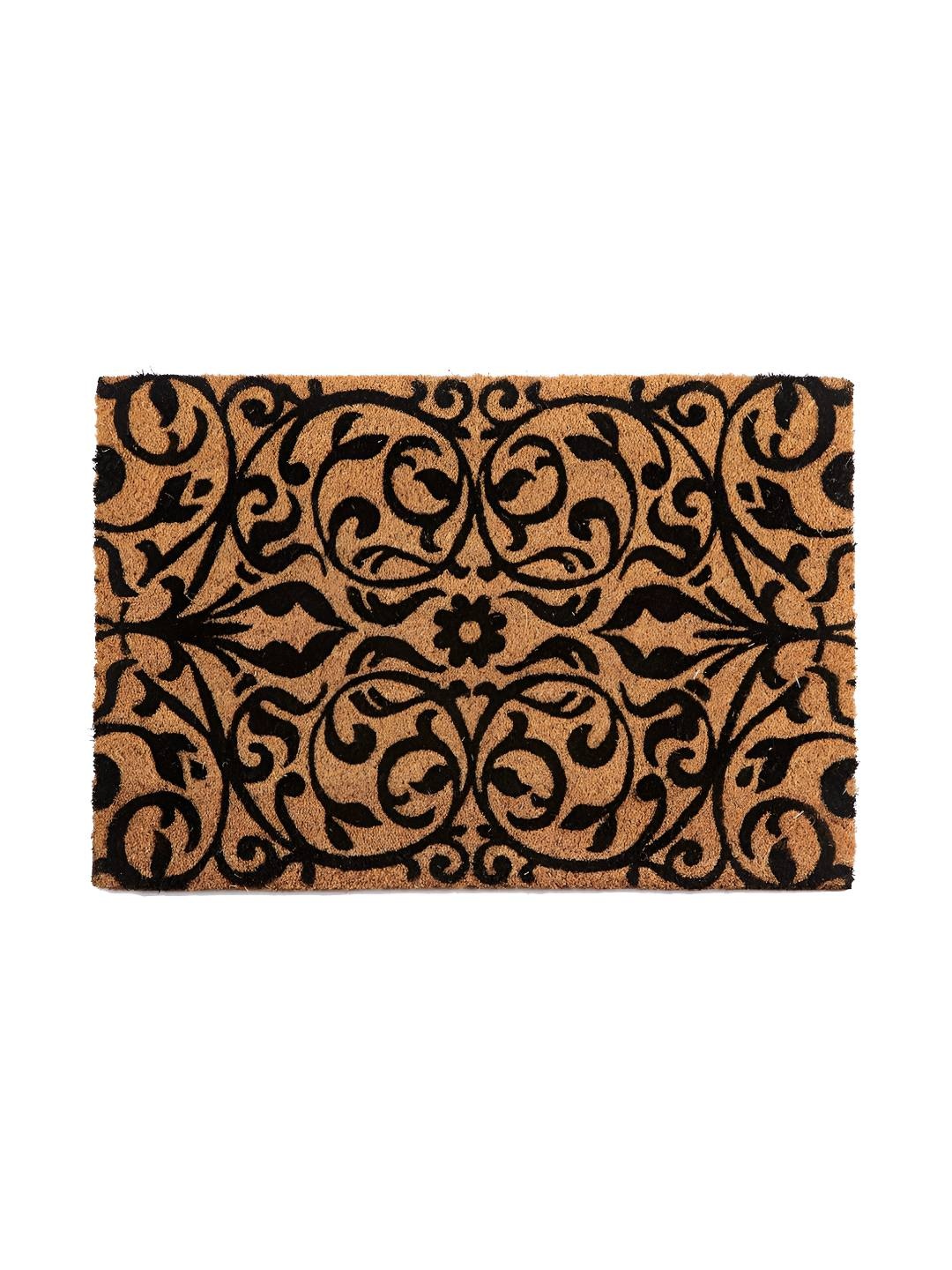 

Sapana Carpet-Mats Mustard Yellow & Black Printed Anti-Skid Rectangular Doormat