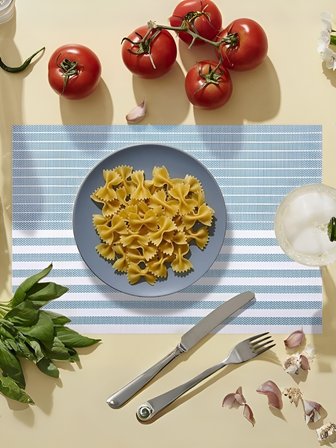 

UniKart Blue & White 10 Pieces Striped Waterproof Rectangle Table Placemats
