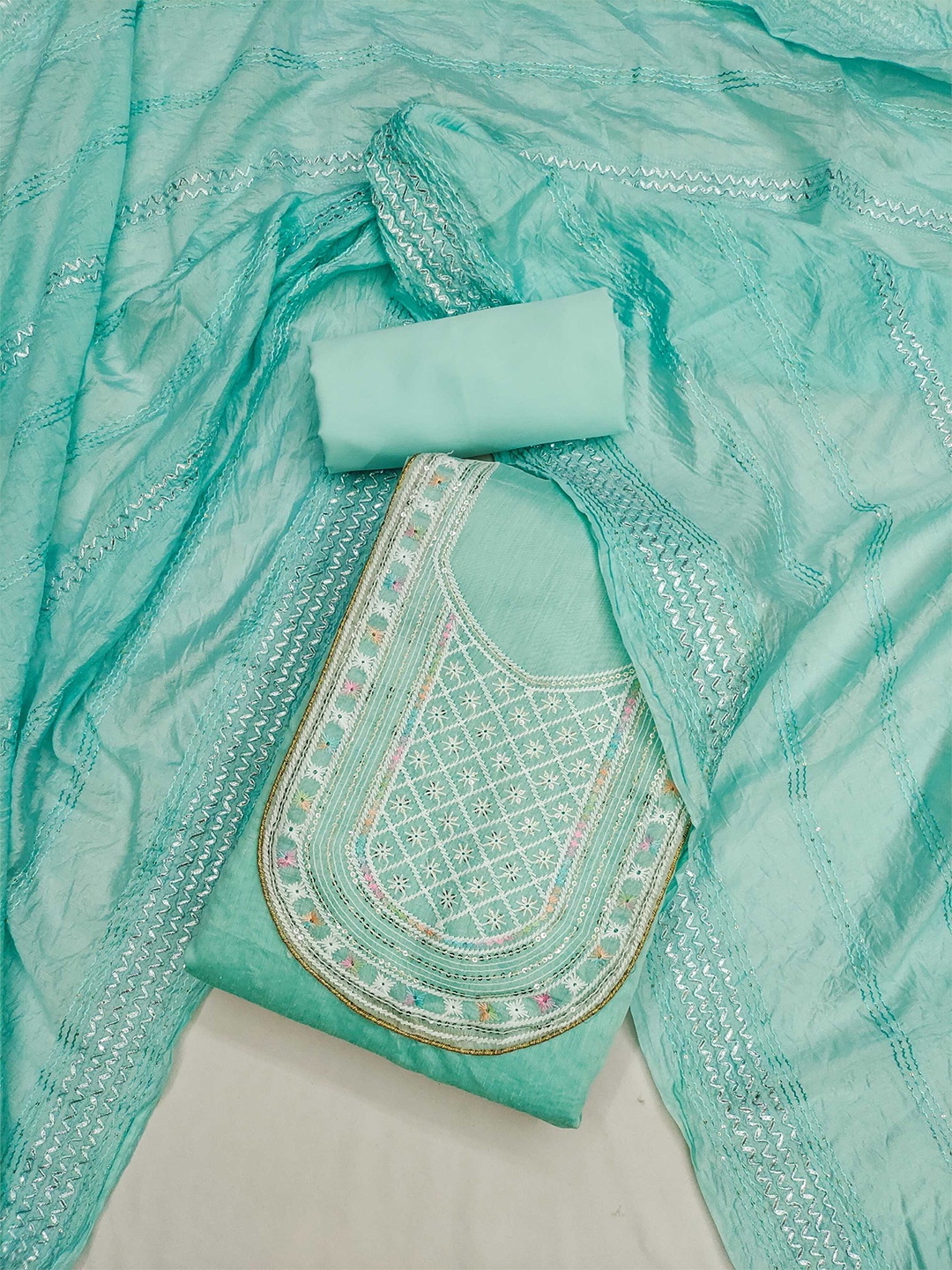 

Panzora Embroidered Unstitched Dress Material, Blue