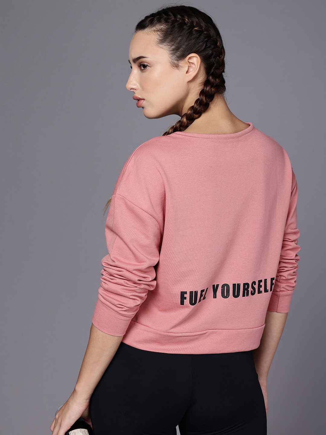 

HRX by Hrithik Roshan Sculptflex Typography Printed Training Sweatshirt, Mauve