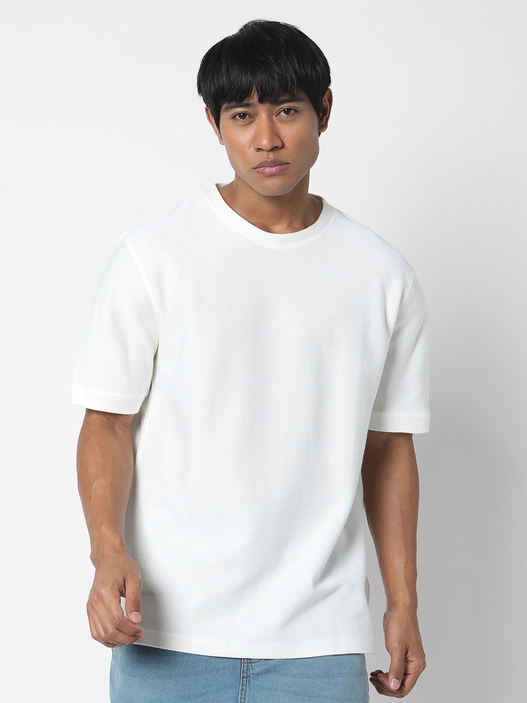 

R&B Round Neck Cotton T-Shirt, White