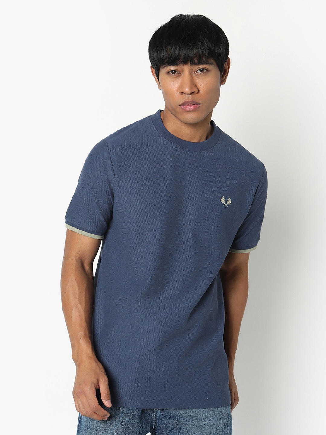 

R&B Round Neck Cotton T-Shirt, Blue