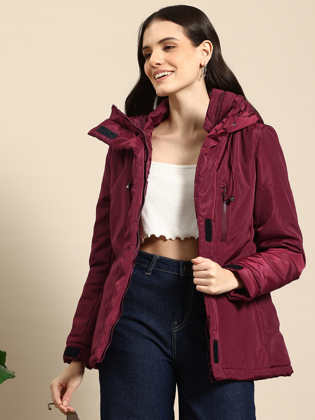 

Mast & Harbour Hooded Padded Jacket, Maroon