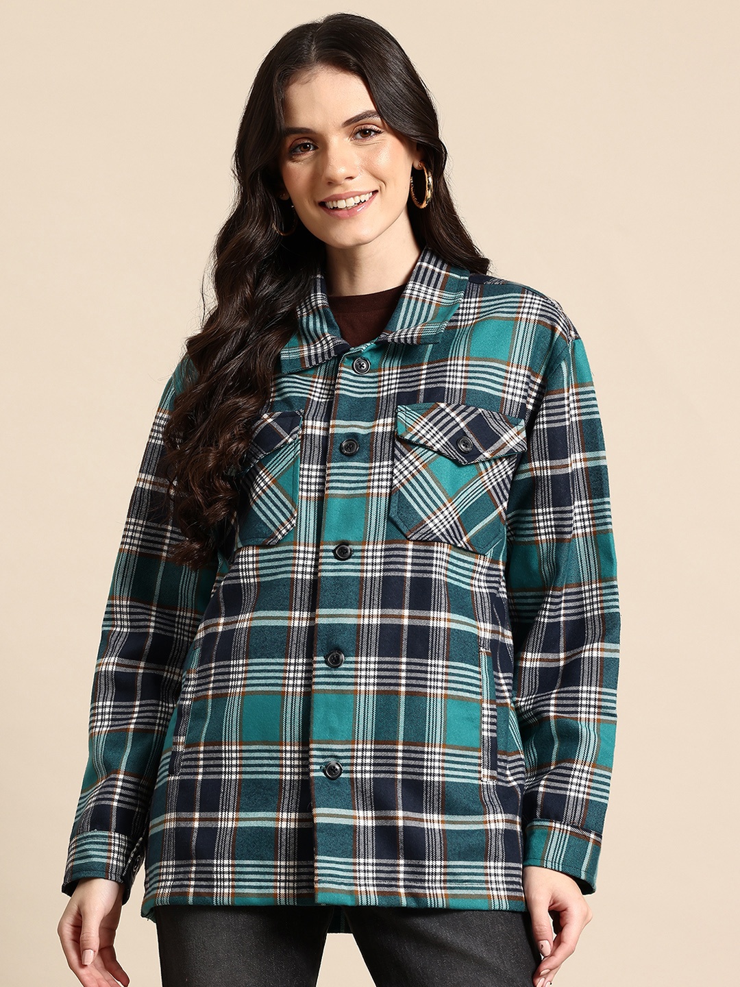 

Mast & Harbour Checked Longline Tailored Jacket, Green